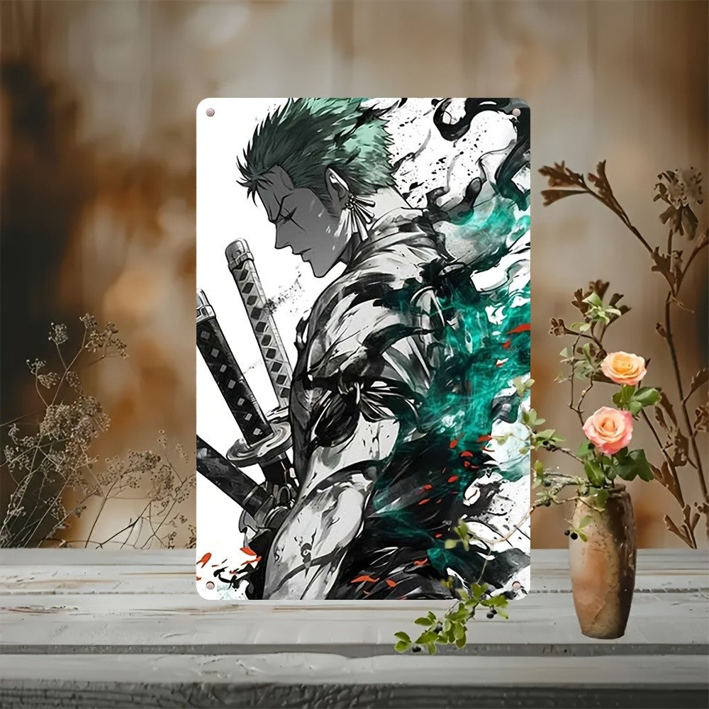 Warrior Anime Tin Sign - Katana Fighter Metal Poster Wall Art Decor Plaque