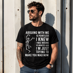 Funny Skeleton Arguing T-Shirt – “Arguing With Me Is Pointless” Graphic Tee
