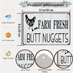 Funny Farm Fresh Butt Nuggets Metal Sign Retro Chicken Egg Farmhouse Wall Decor