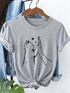 Women's Cat Paw Graphic T-Shirt Cute Pet Lover Casual Crew Neck Short Sleeve Tee