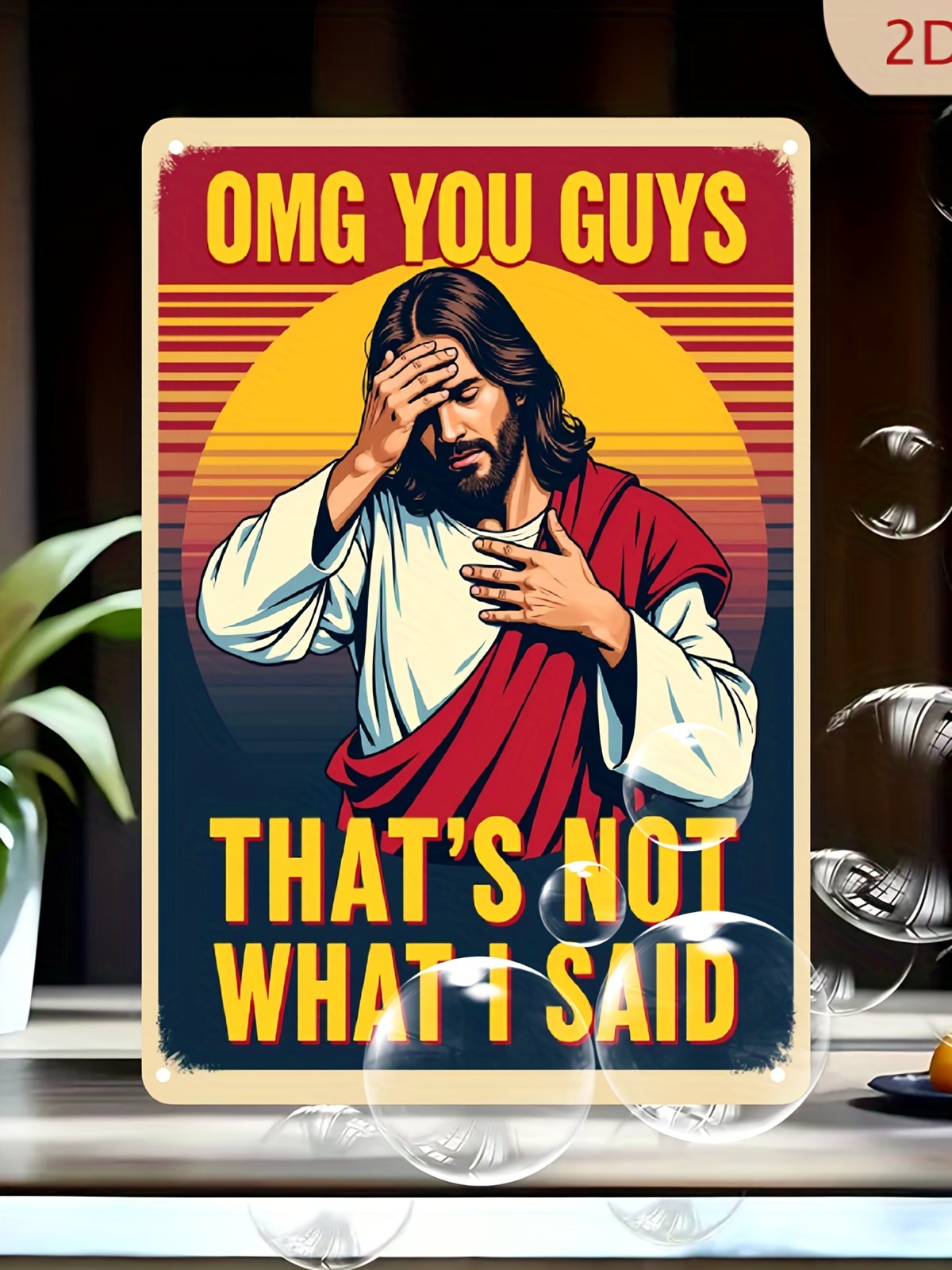 Funny Jesus Metal Sign Vintage Retro Religion Humor Church Bedroom Wall Decor