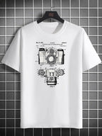 Vintage Camera Blueprint Graphic T-Shirt Photographer Retro Film Tee