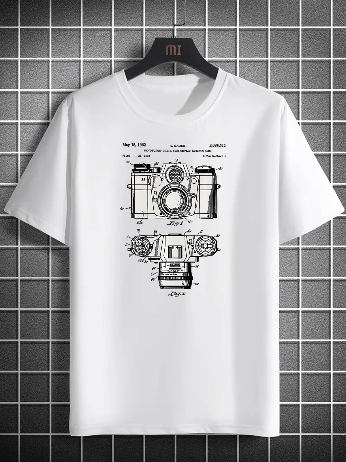 Vintage Camera Blueprint Graphic T-Shirt Photographer Retro Film Tee