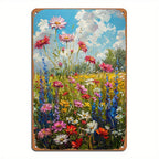 Wildflower Metal Sign - Impressionist Floral Tin Wall Art Decor Plaque