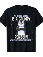 Grumpy Penguin Funny Spirit Animal Humor Graphic T-Shirt Sarcastic Tee
