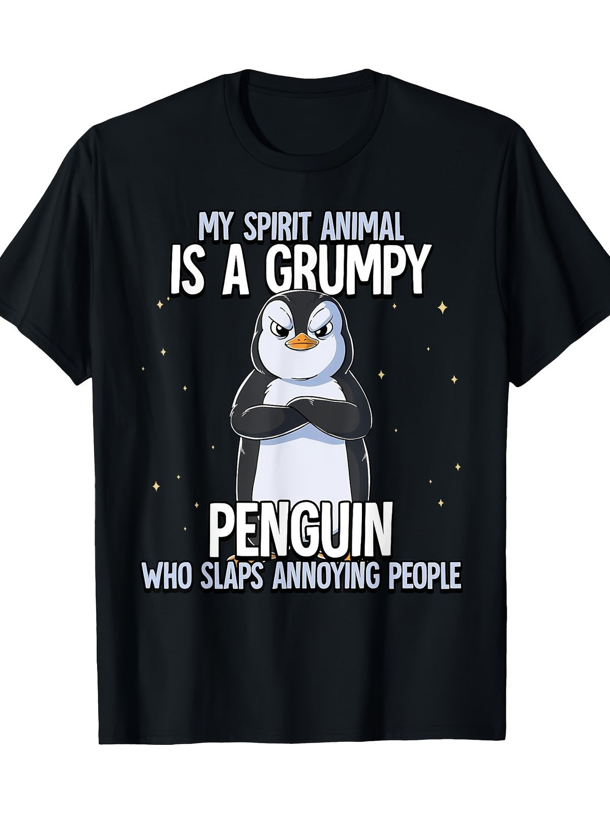Grumpy Penguin Funny Spirit Animal Humor Graphic T-Shirt Sarcastic Tee
