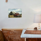 Retro Old Red Truck Metal Tin Sign Vintage Farmhouse Barn Country Roadside Wall