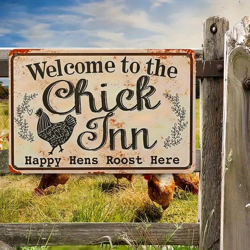 Welcome To The Chick Inn Metal Sign - Vintage Chicken Coop Wall Tin Decor