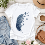 Feather to Birds T-Shirt | Minimalist Nature Aesthetic Graphic Tee