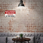 What Happens In This Room Metal Sign Funny Retro Rules Office Wall Decor