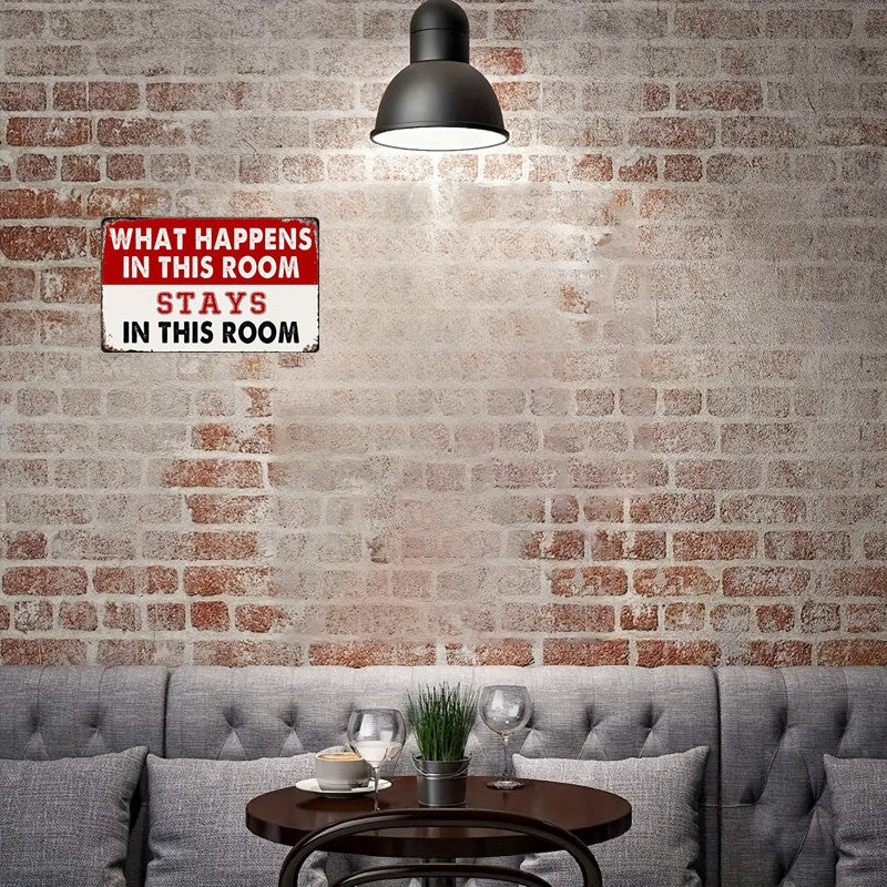 What Happens In This Room Metal Sign Funny Retro Rules Office Wall Decor