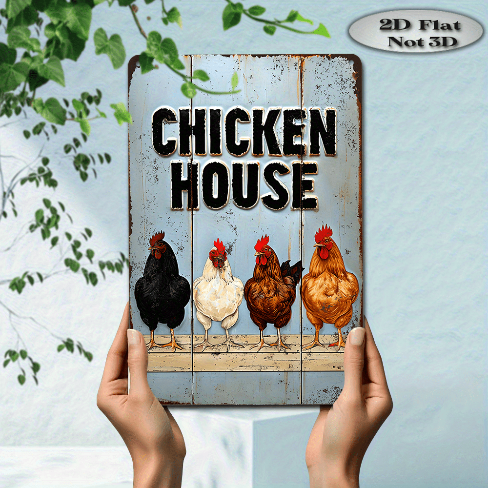 "Chicken House" Metal Sign - Farmhouse Style Tin Wall Art Decor Plaque