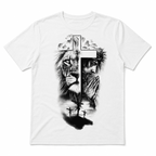 Lion of Judah and Jesus Crown of Thorns Graphic Tee - Christian Faith T-Shirt