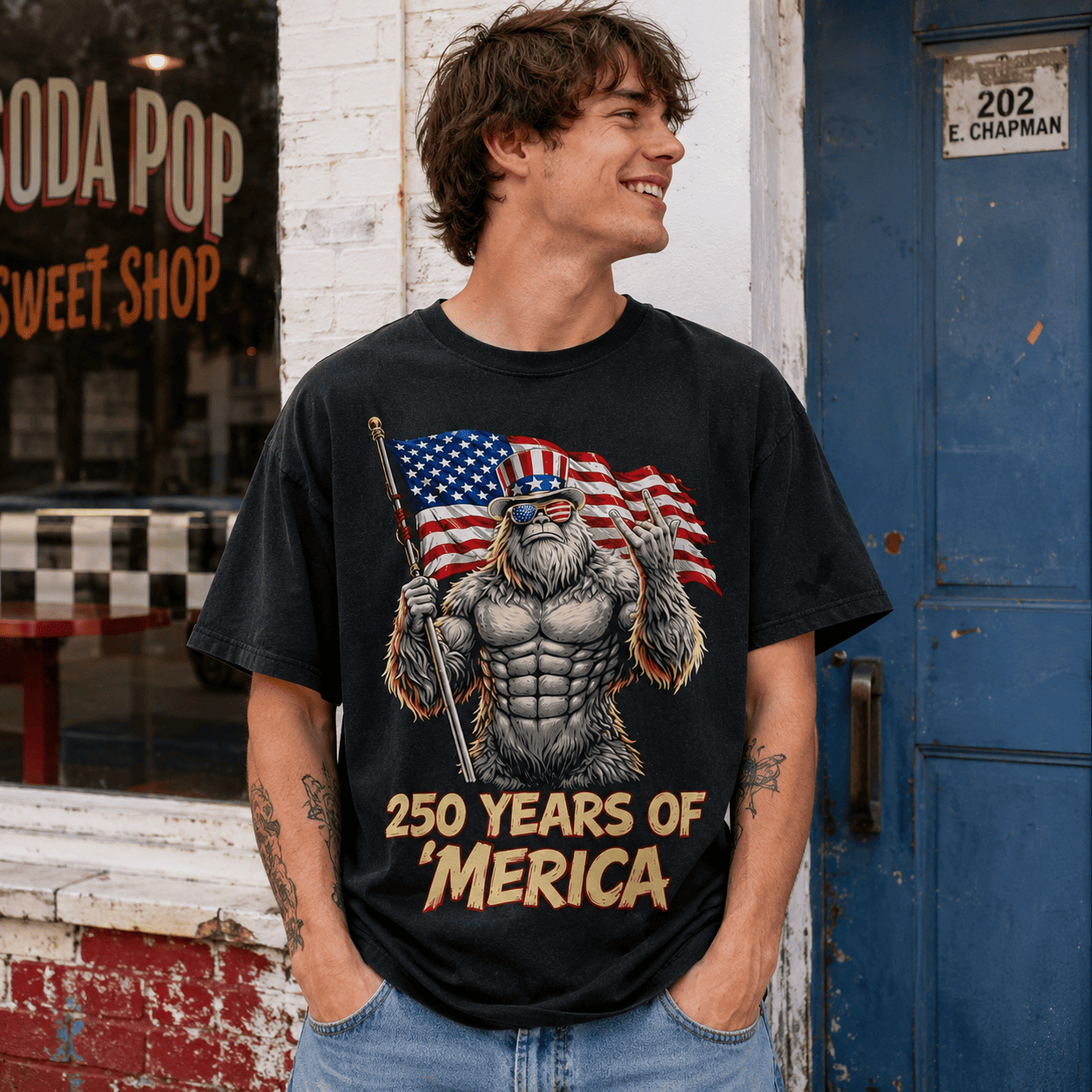 USA 250th Anniversary 1776 America Patriotic Graphic Men's T-Shirt