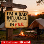 Funny Bad Influence Metal Sign - Retro Damn I'm Fun Sarcastic Tin Decor