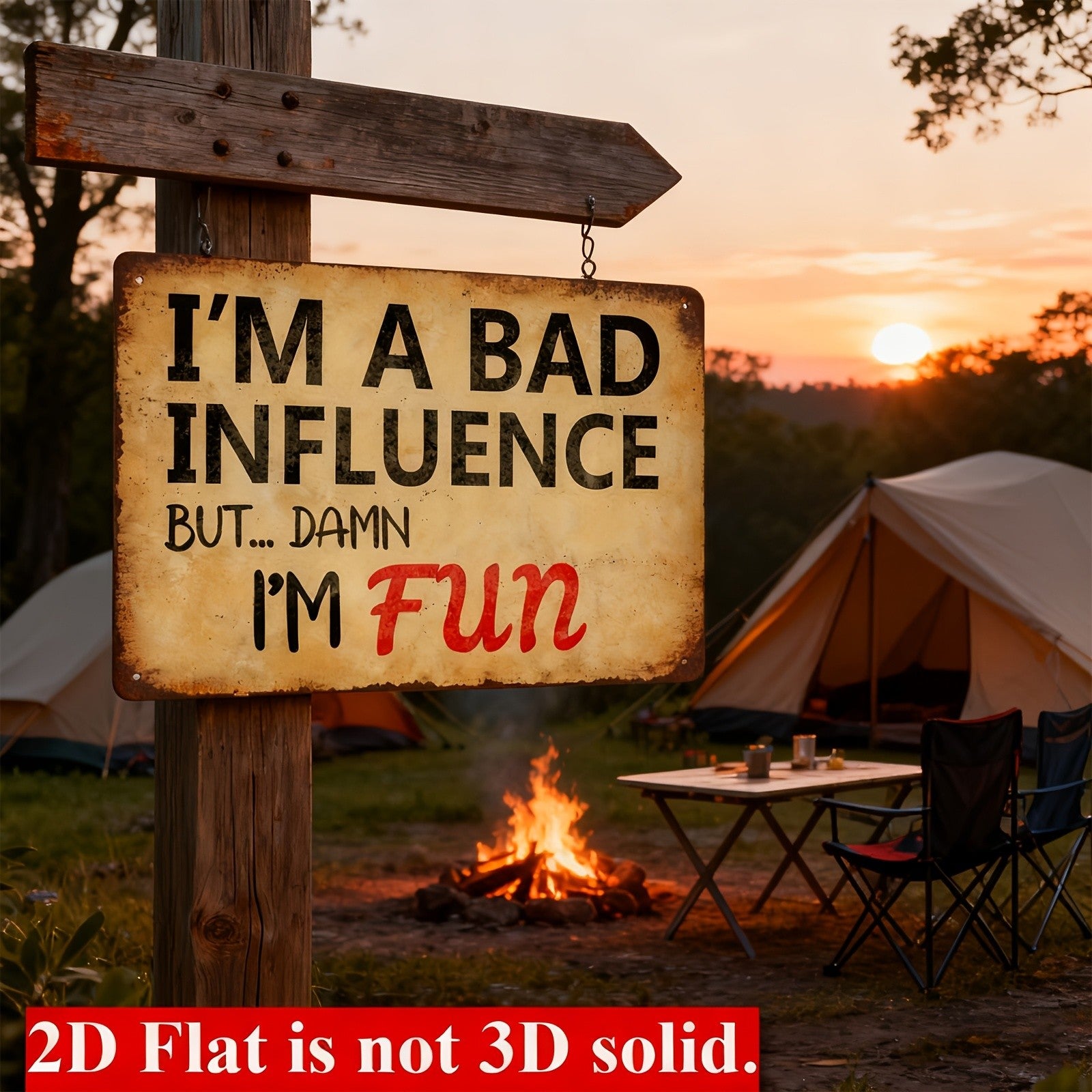 Funny Bad Influence Metal Sign - Retro Damn I'm Fun Sarcastic Tin Decor