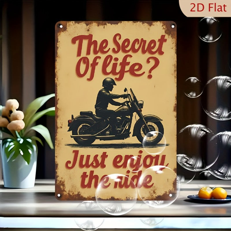 Just Enjoy The Ride" Metal Sign - Motorcycle Tin Wall Art Decor Plaque