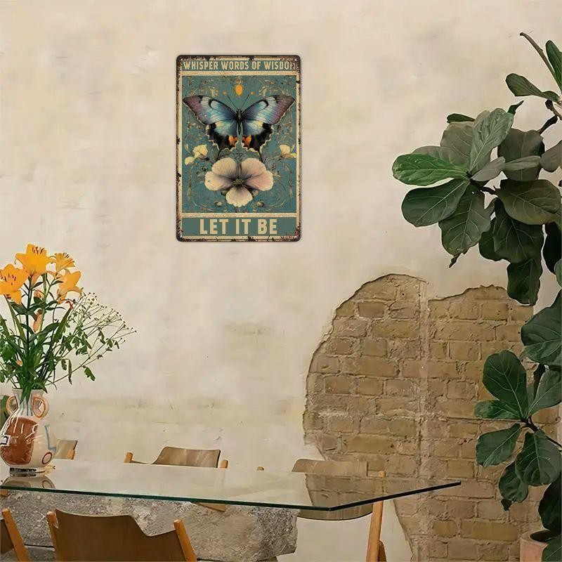 Rustic Butterfly Tin Sign - Inspirational "Whisper Words of Wisdom" Wall Art