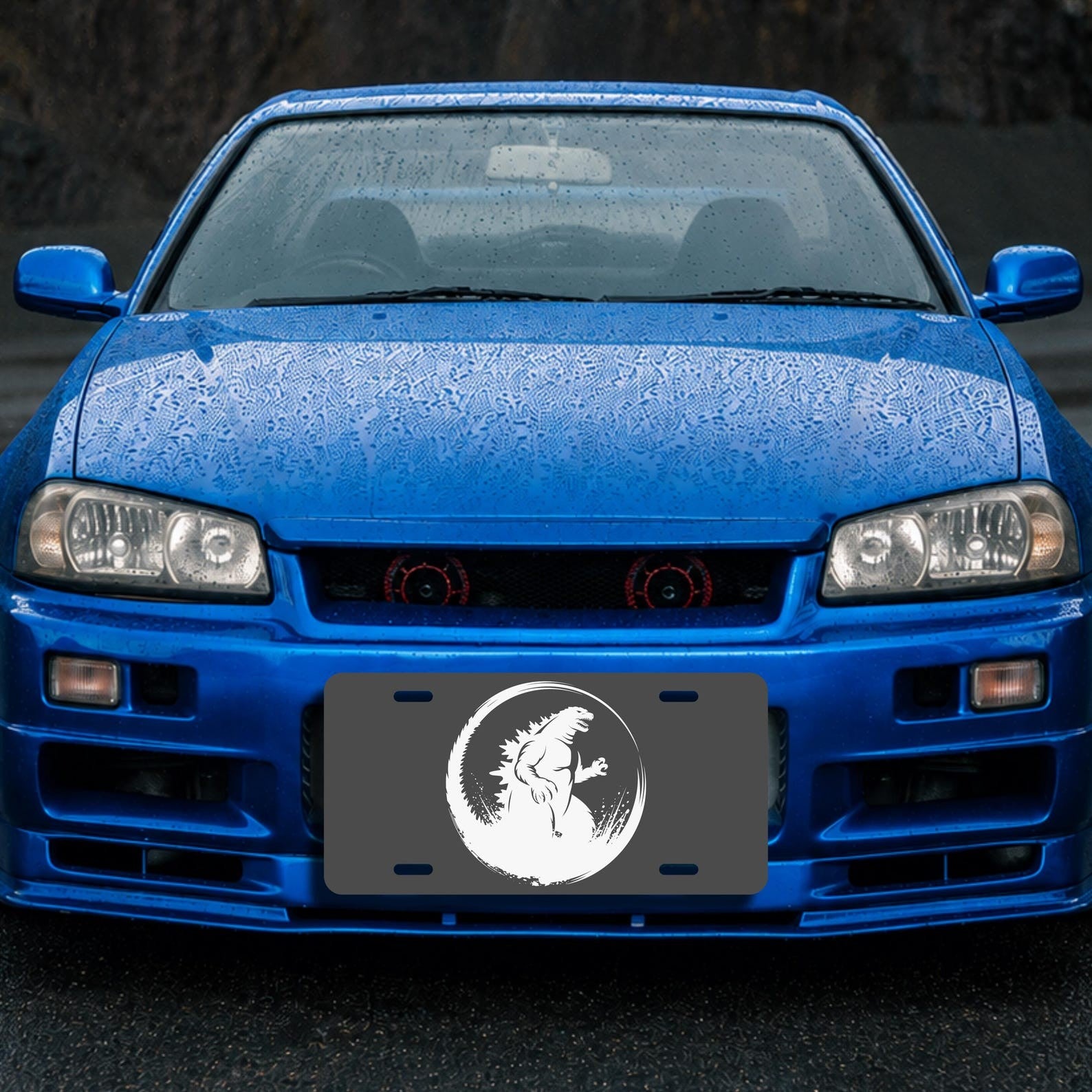 Godzilla License Plate Novelty Car Tag Father's Day Gift Garage Wall Decor