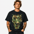 Camo Lion Head Graphic T-Shirt Military Camouflage Animal Print Tee