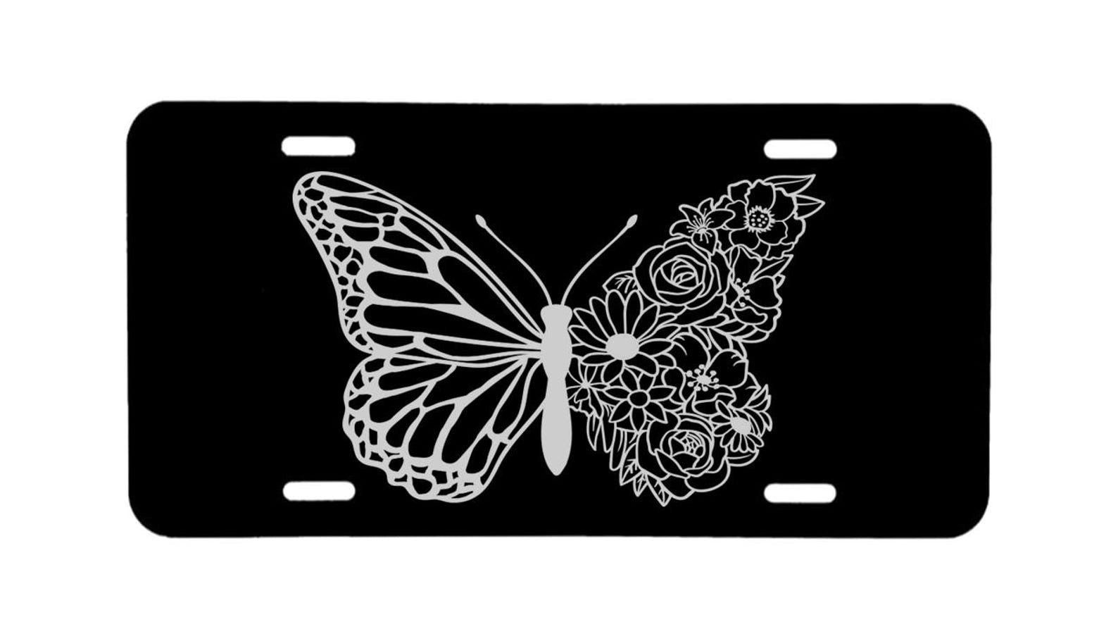 Butterfly Design License Plate Cute Front Car Tag Auto Truck Decor Gift