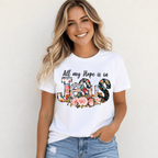 All My Hope Is In Jesus Graphic Tee - Floral Patchwork Faith T-Shirt
