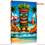 Tiki Bar Metal Sign - Funny Tiki Man With Sunglasses Tin Wall Art Decor