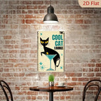 Cool Cat Lounge Tin Sign Vintage Mid-Century Metal Sign Home Bar Cocktail Wall