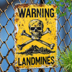 Funny Warning Landmines Metal Sign - Humorous Pet Dog Yard Waste Wall Decor