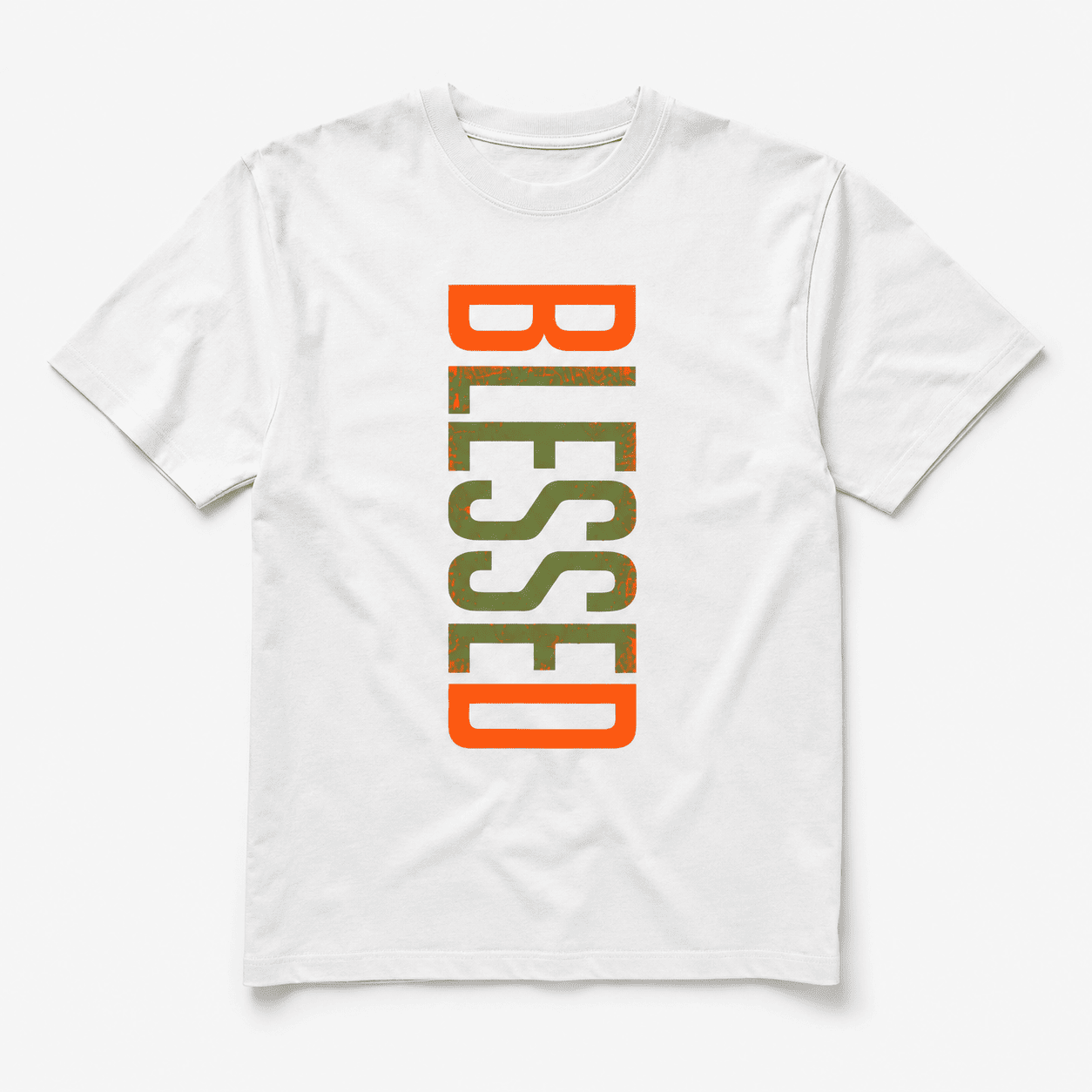 Blessed Shirt Vertical Text Graphic Tee Men Streetwear Casual T-Shirt