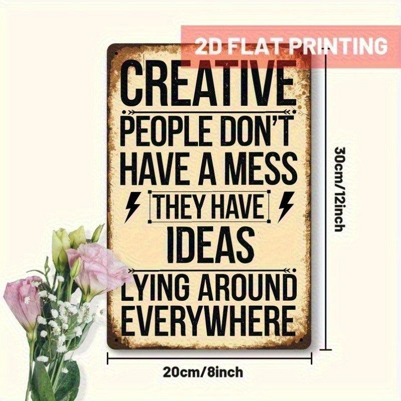 Creative People Ideas Metal Tin Sign Funny Art Studio Decor Messy Room Wall Art