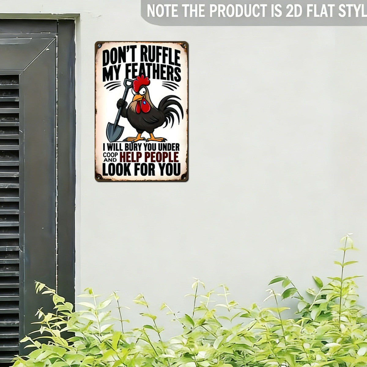Funny Rooster Metal Tin Sign Vintage Don't Ruffle My Feathers Chicken Coop Decor