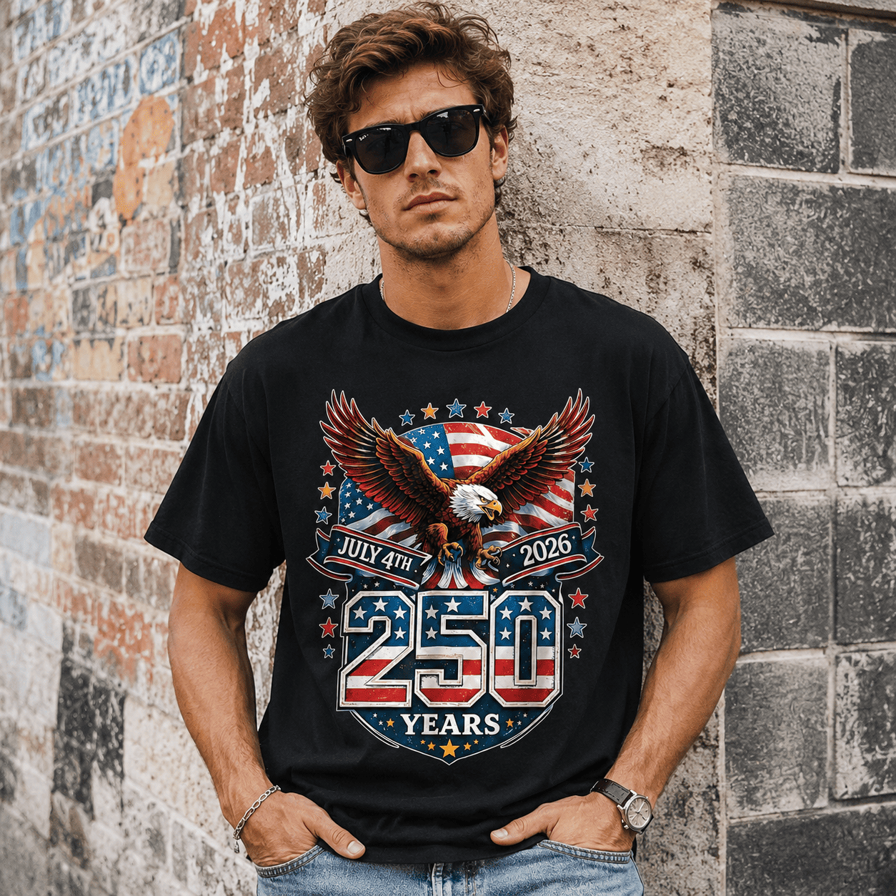 USA 250th Anniversary Flag T-Shirt 1776-2026 Patriotic 4th of July Tee