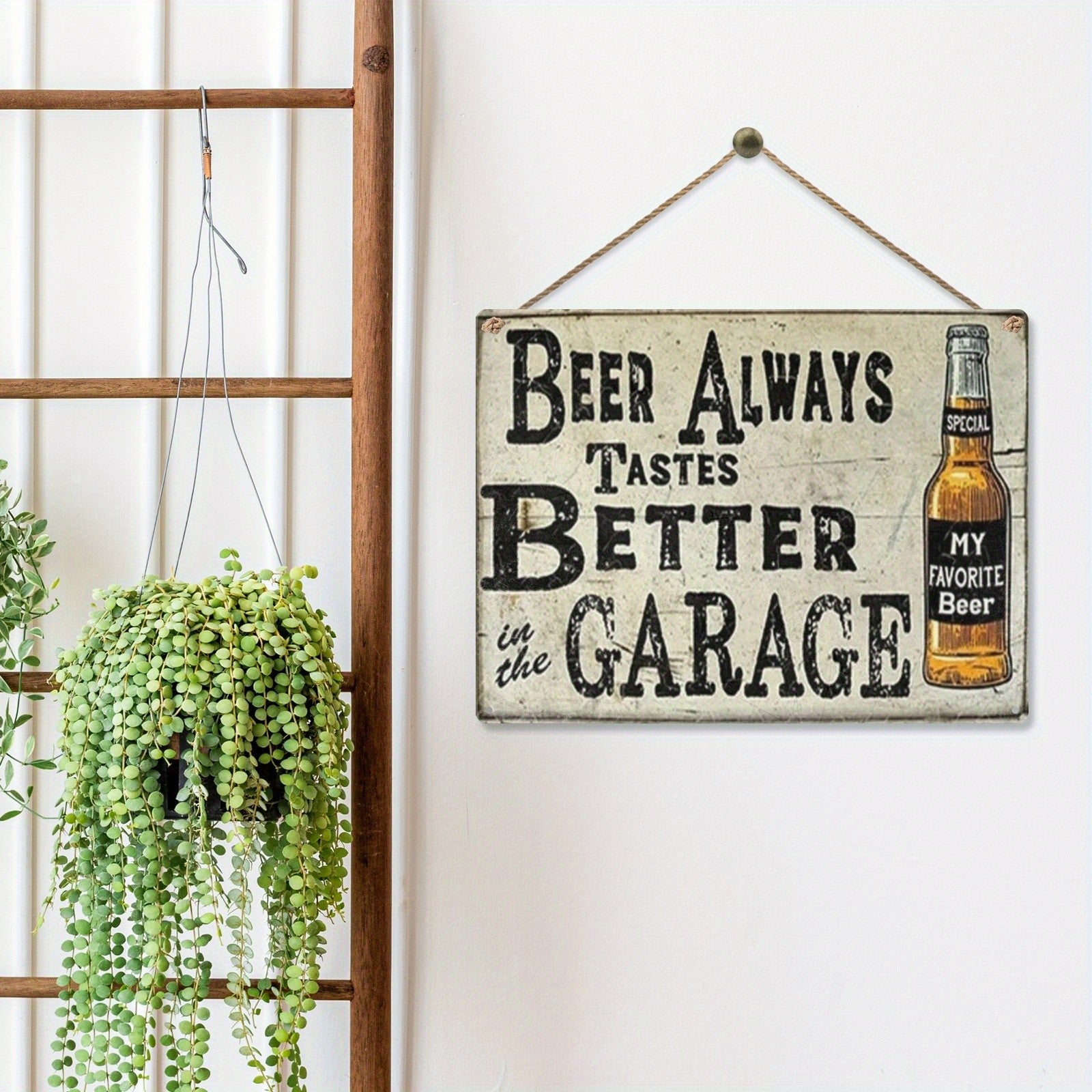 Vintage Garage Beer Metal Sign - Retro Workshop Man Cave Tool Shed Tin Plaque