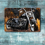 Vintage Motorcycle Metal Tin Sign - Retro Chopper Cruiser Bike Metal Tin Plaque