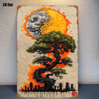 Artistic Bonsai Metal Sign - Zen Japanese Garden Wall Decor Tin Poster