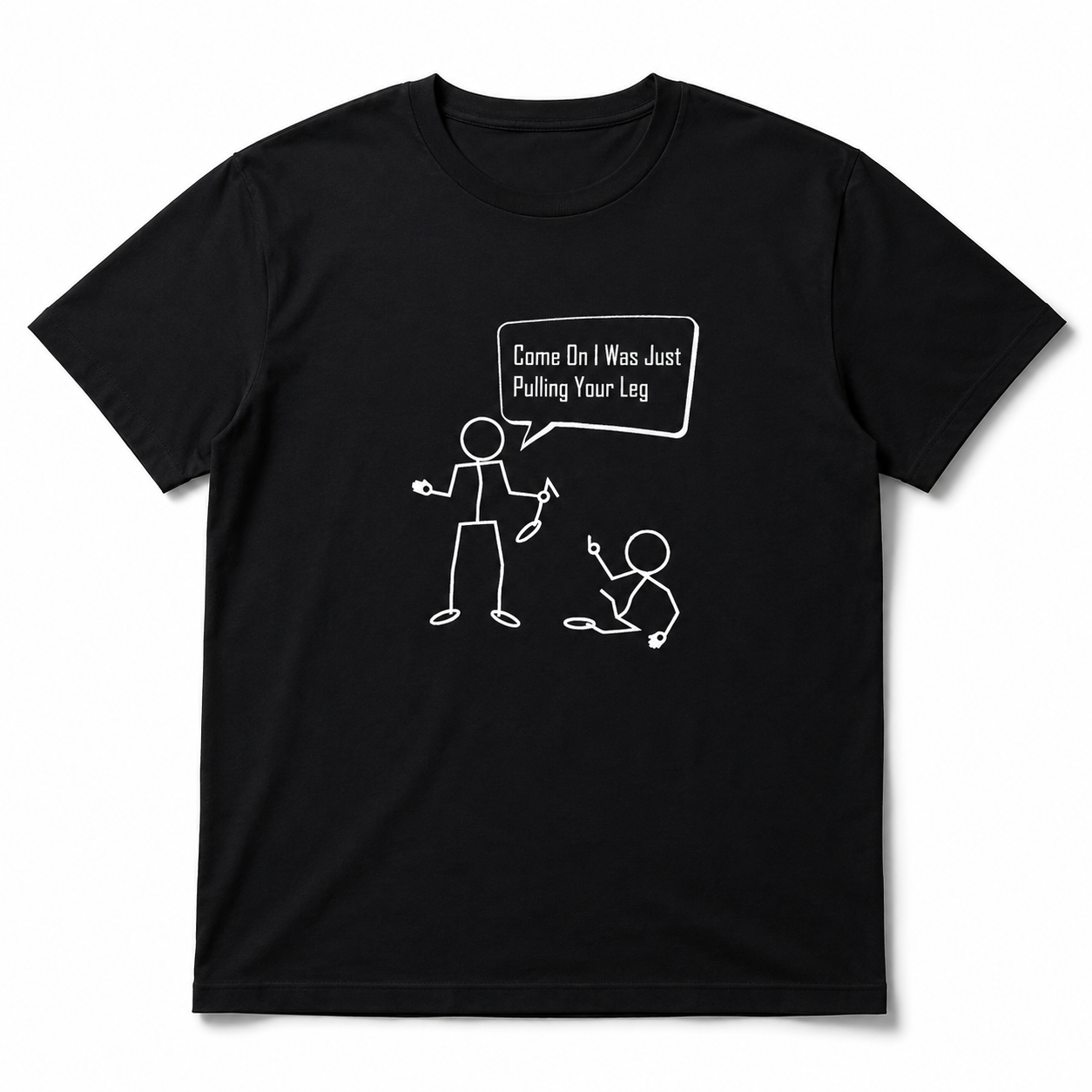 Funny Stick Figure Graphic T-Shirt Minimalist Cartoon Humor Tee