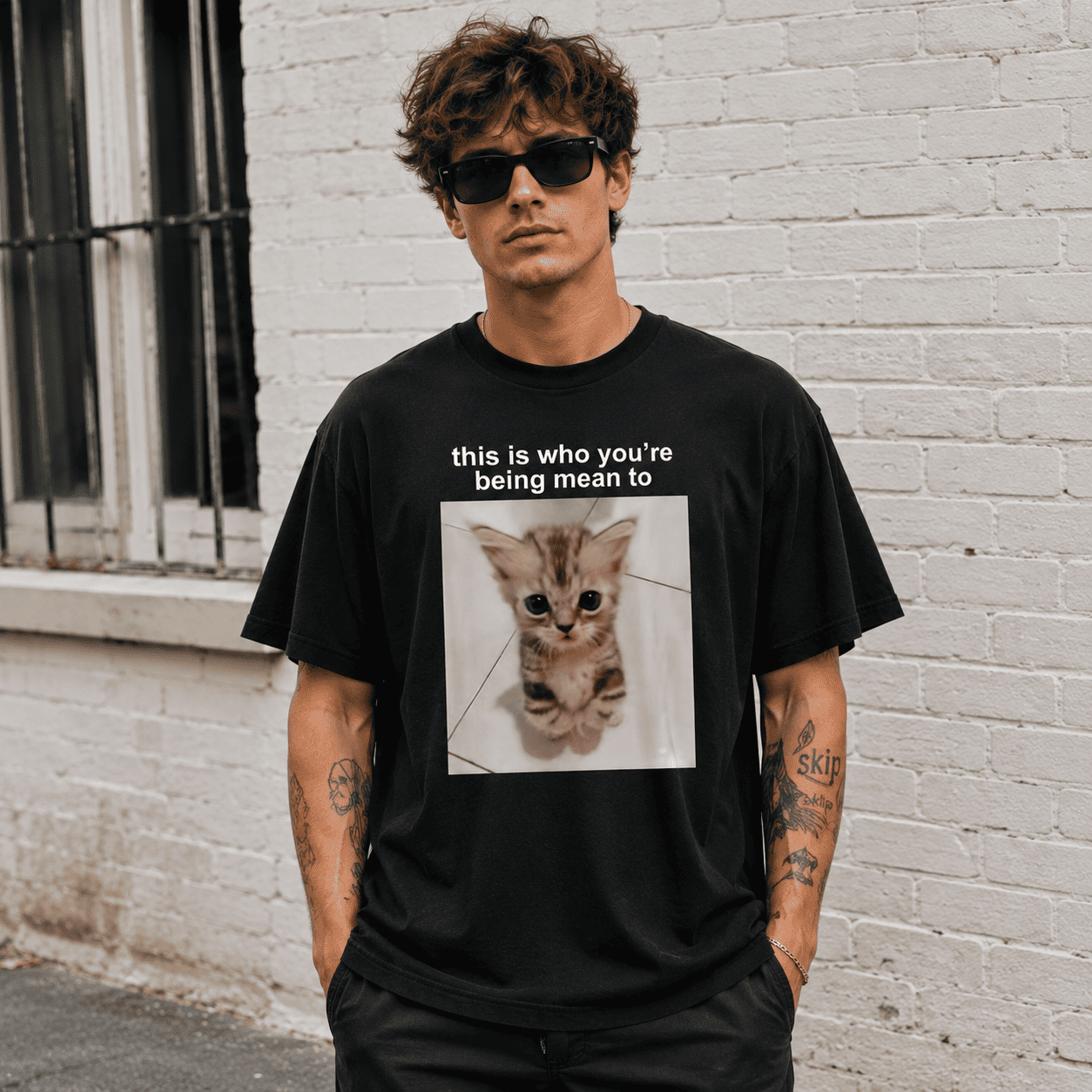 This Is Who You're Sorry For Funny Cat Meme Graphic T-Shirt Cute Tabby Kitten
