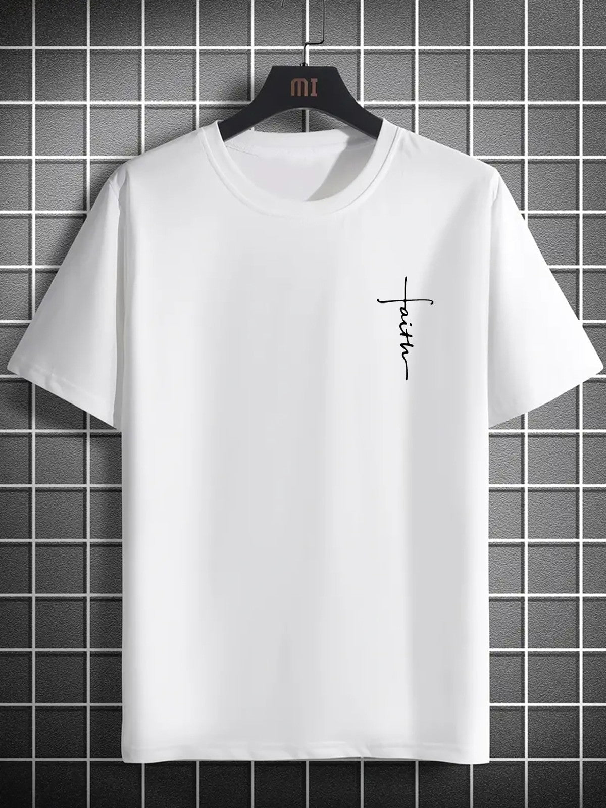Faith Cross Graphic T-Shirt Men's Christian Crew Neck Casual Tee Top