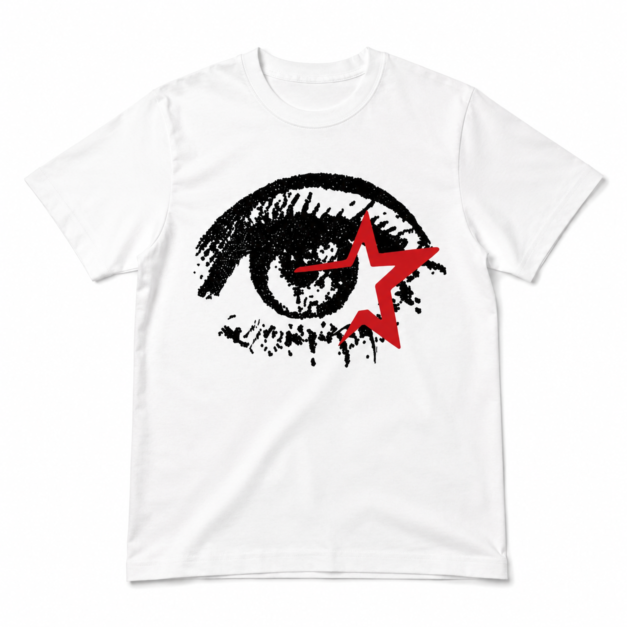 Stargazer Eye Graphic Tee - Distressed Avant-Garde Streetwear T-Shirt