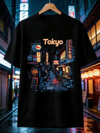 Tokyo Night Alleyway Graphic Tee - Retro Japanese Cityscape Streetwear Shirt