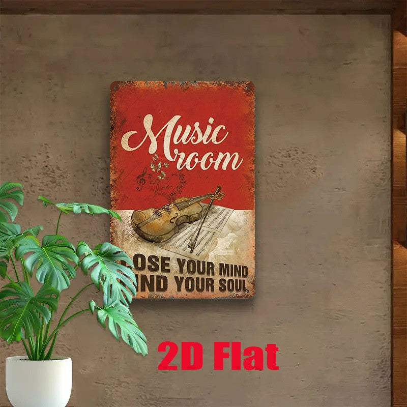 Music Room Tin Sign - "Lose Your Mind Find Your Soul" Metal Wall Art Decor