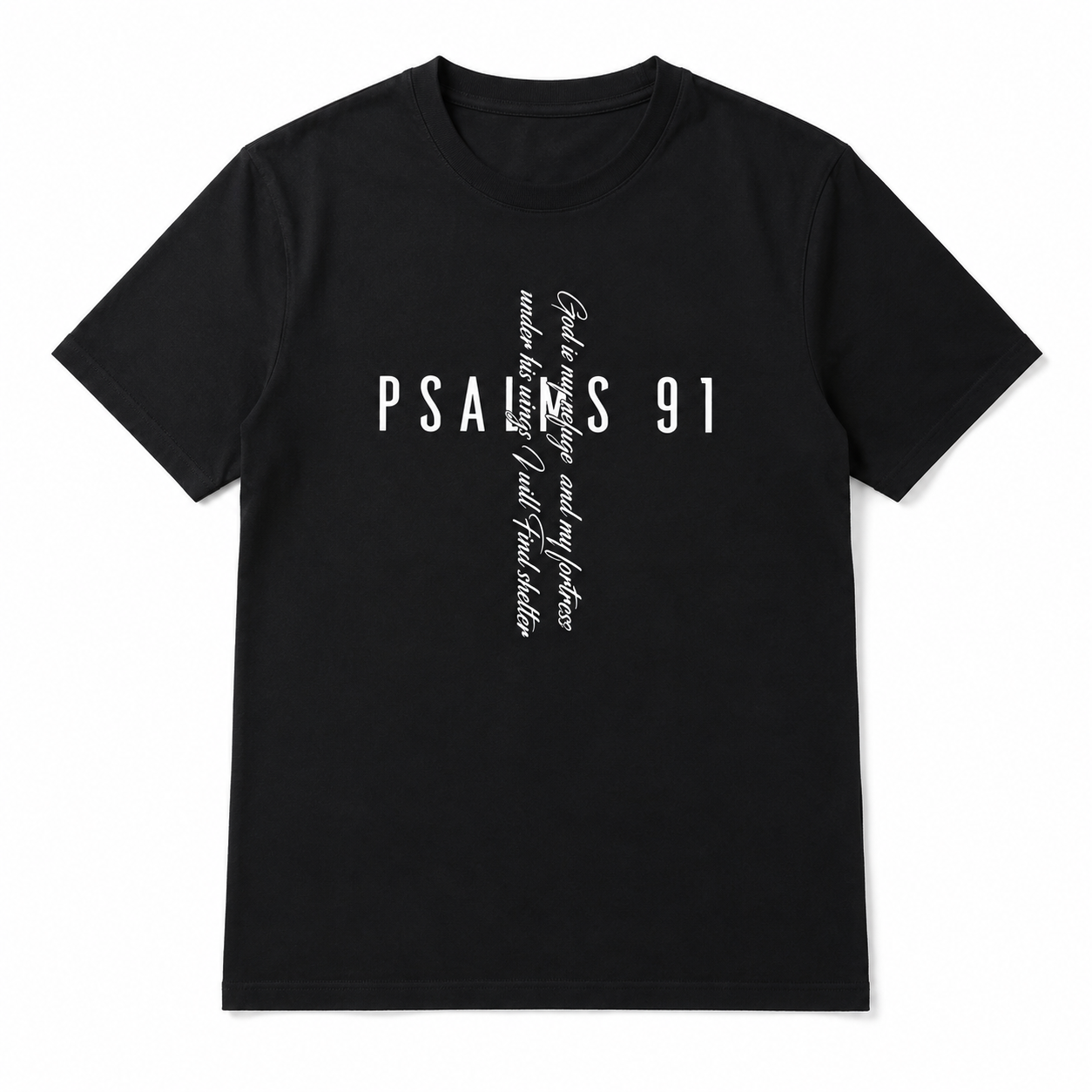 Psalm 91 Faith T Shirt Christian Bible Verse Graphic Casual Crew Neck Tee