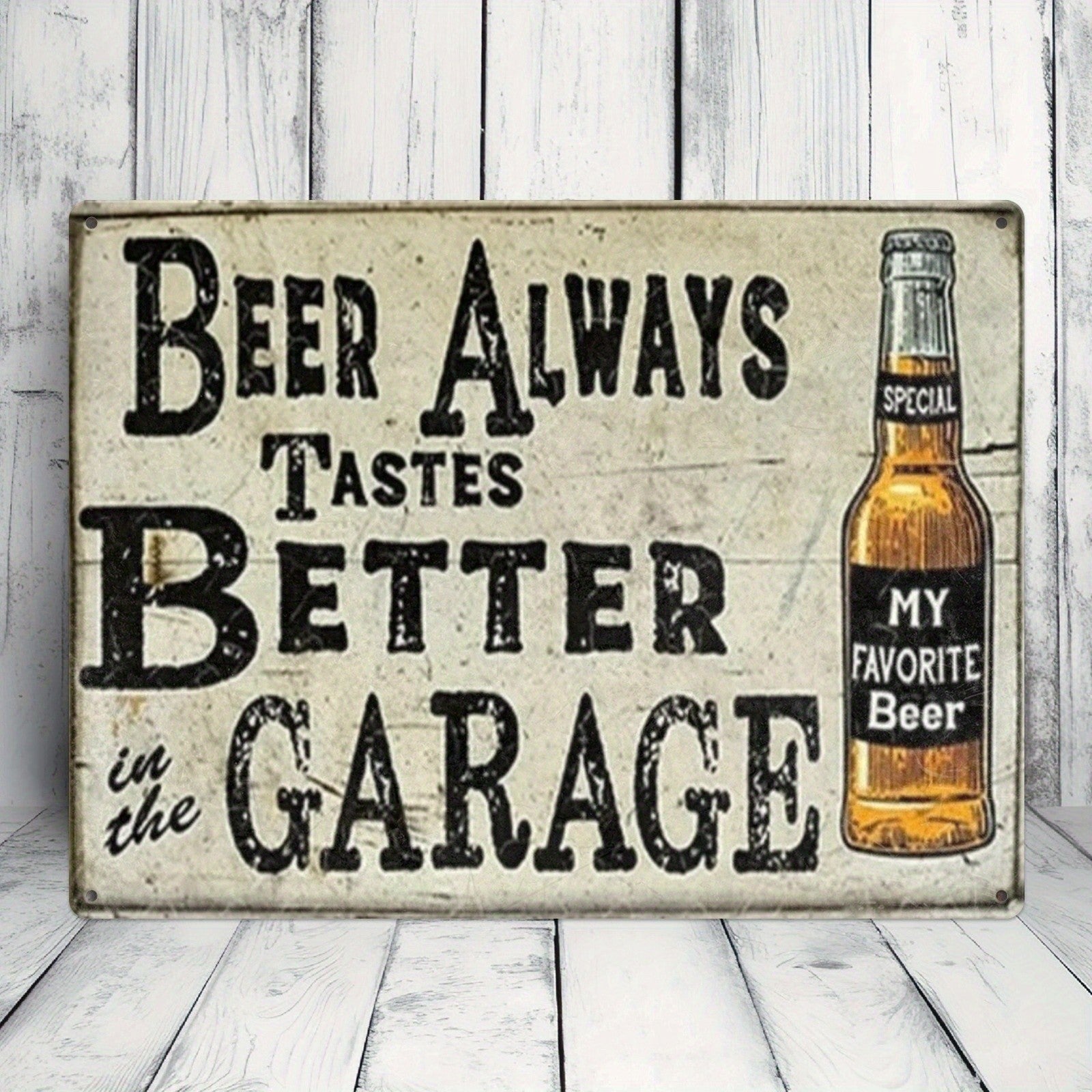 Vintage Garage Beer Metal Sign - Retro Workshop Man Cave Tool Shed Tin Plaque