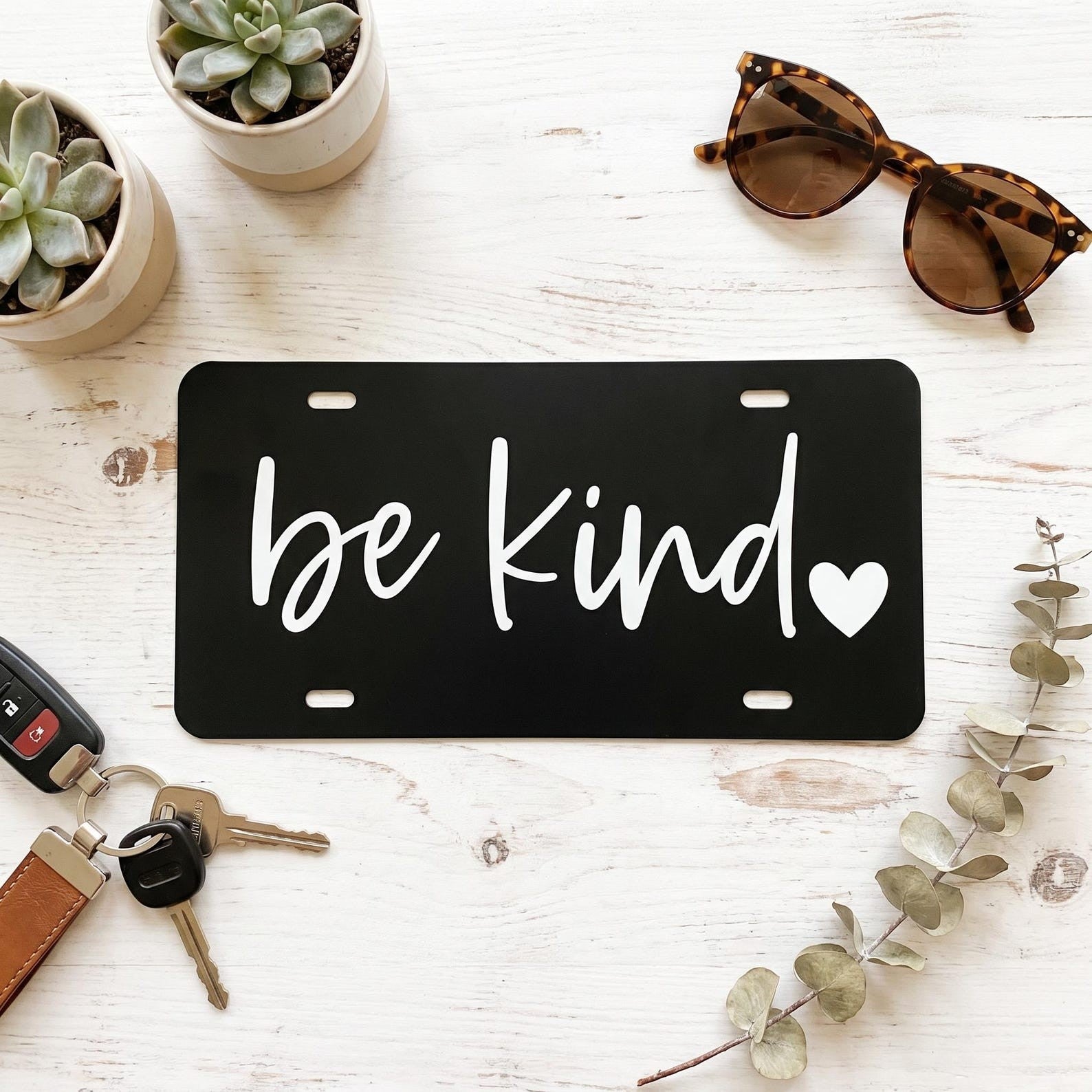 Be Kind License Plate Aesthetic Front Car Tag Cute Auto Decor New Driver Gift