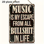 Music Is My Escape Metal Sign - Retro Rock And Roll Song Lover Tin Decor
