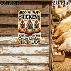 Funny Chicken Metal Sign - "Crazy Chicken Lady" Sarcastic Tin Decor