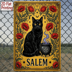 Salem Metal Sign - Black Cat Cauldron Tin Wall Art Decor Plaque