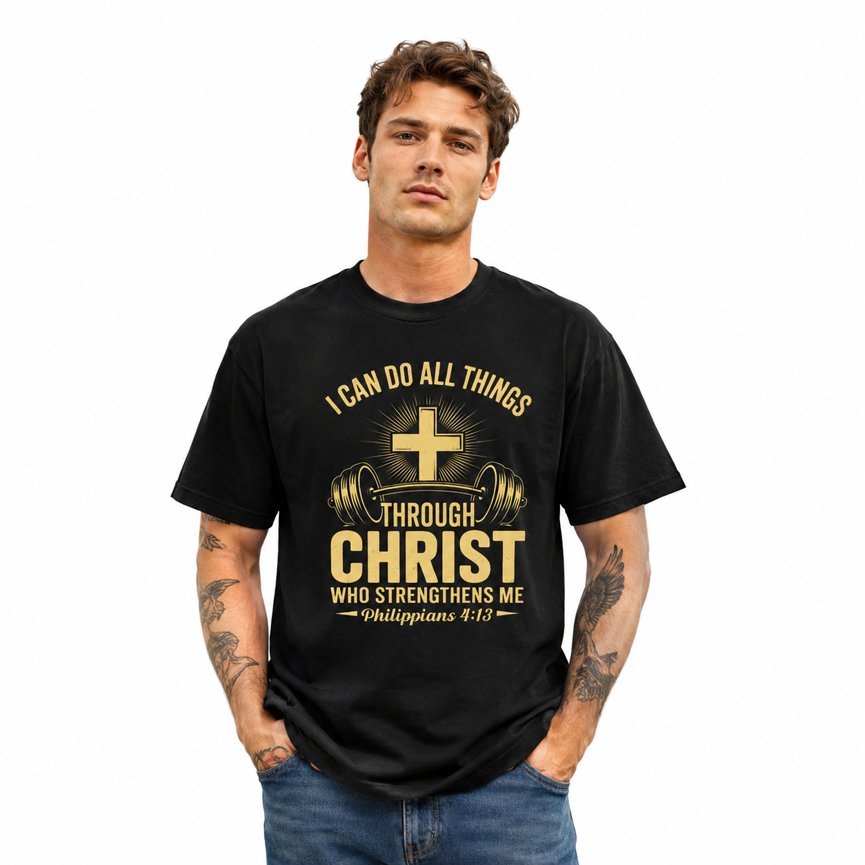 Christian Strength T Shirt Funny Faith Graphic Casual Streetwear Tee Top