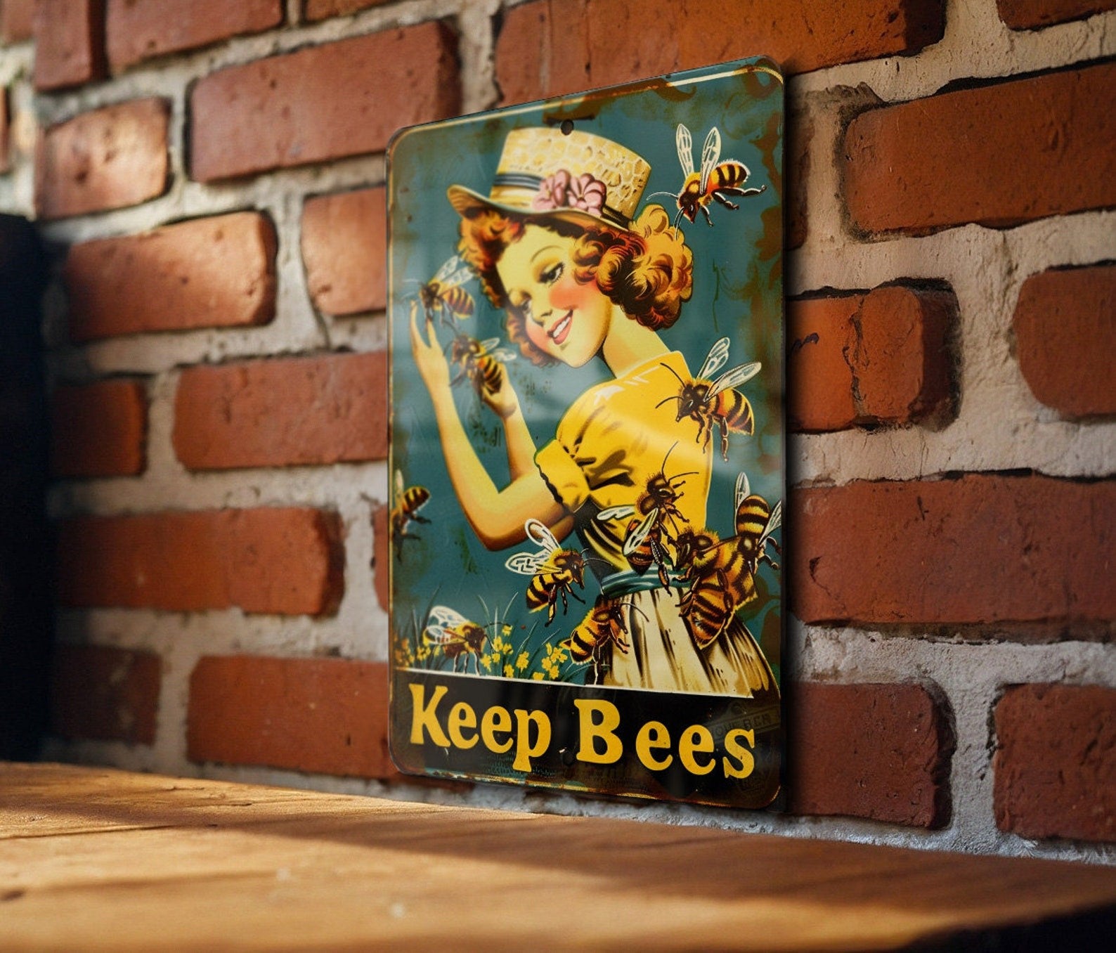Beekeeping Vintage Metal Tin Sign Beekeeper Bee Wall Decor Rustic Plaque